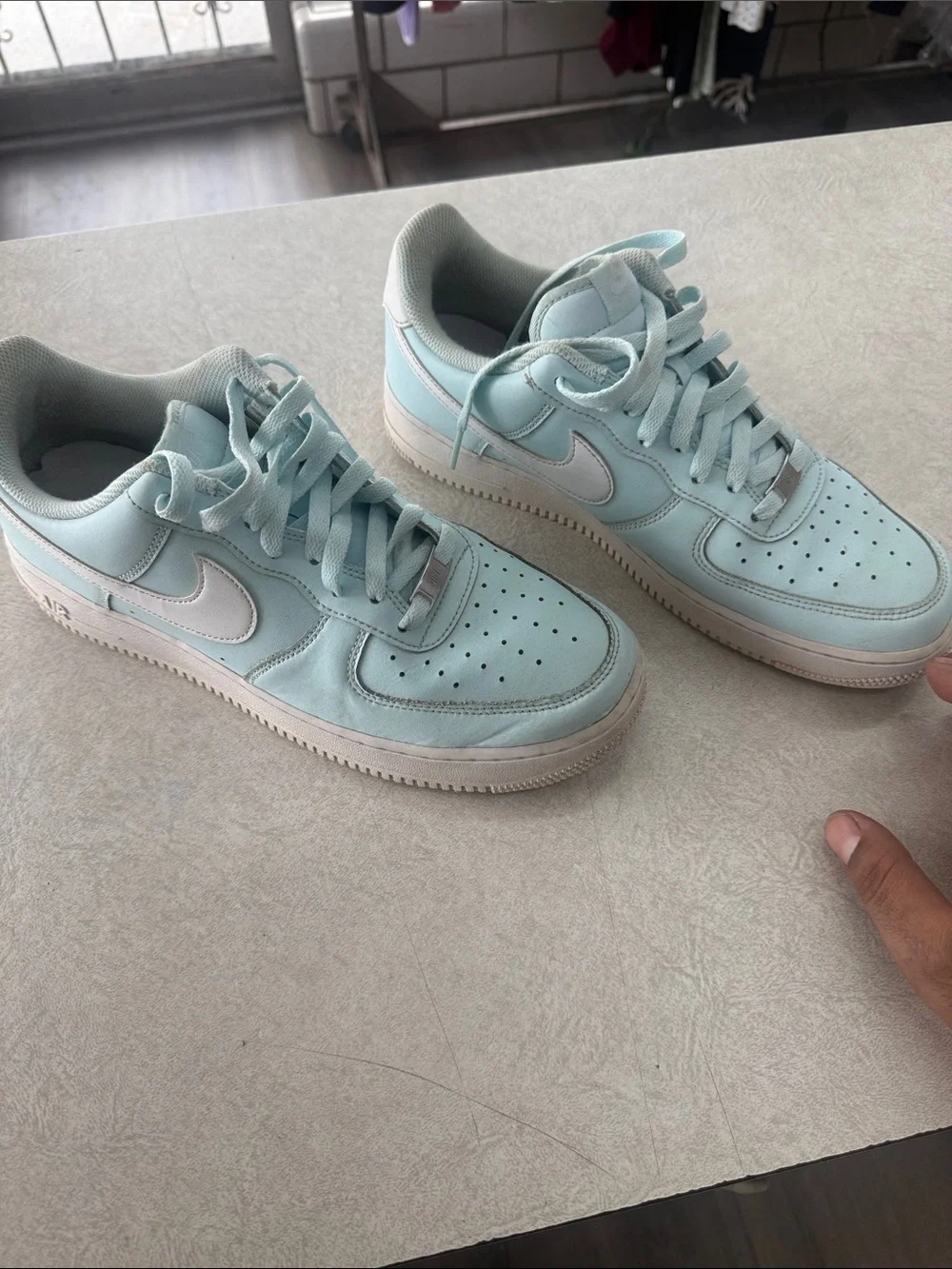Nike Light Mint and White Low-Top Sneakers